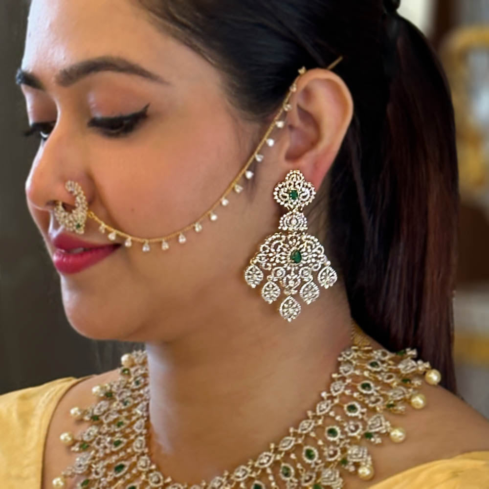Heavy Bridal Set With Mathapatti and Chain Earrings – Shasmis